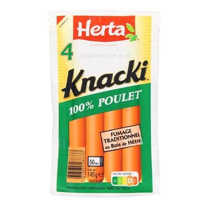 Herta Knacki Saucisses 100% Poulet, 4 saucisses - 140g