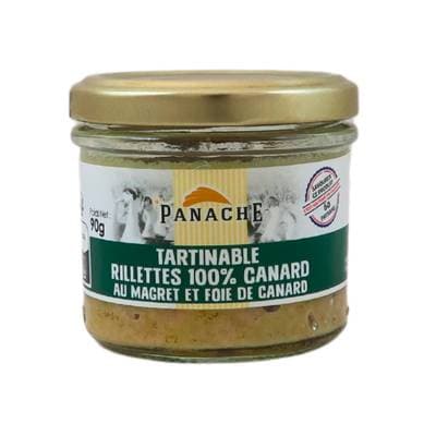 Panache Des Landes Rillettes de Canard au Magret et Foie Gras en bocal, 90g