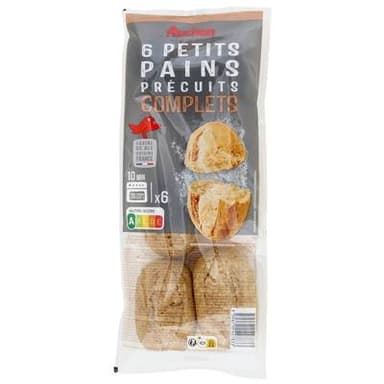 Auchan Petits Pains PrécuitsBlé Complet, 6x50g