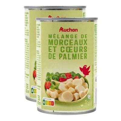Auchan Coeurs de palmier en morceaux spécial salade, Lot de 2x250g