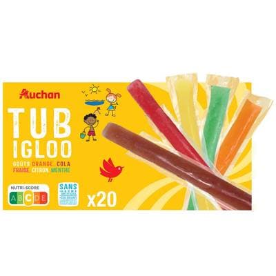 Auchan Bâtonnets de glace à l'eau fruité, 20 pièces - 850g