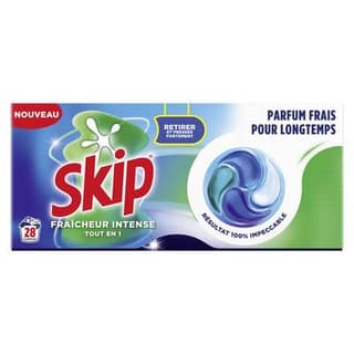 Skip Lessive Capsules Tout en 1 Fraîcheur Intense, 28 capsules