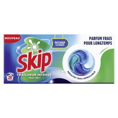 Skip Lessive Capsules Tout en 1 Fraîcheur Intense, 28 capsules