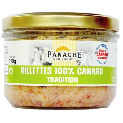 Panache Des Landes Rillettes pur canard Tradition en bocal, 190g