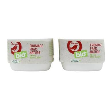 Auchan BIO Fromage frais nature bio, 4x100g