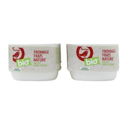 Auchan BIO Fromage frais nature bio, 4x100g