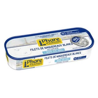 Phare d'Eckmuhl Filet de maquereaux blancs 50% moins de sel, Pêche Responsable en conserve, 79g