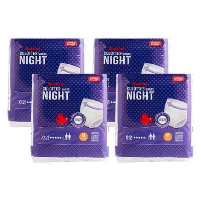 Auchan Couches culottes nuit taille M (70-100cm), Lot de 4x12 culottes