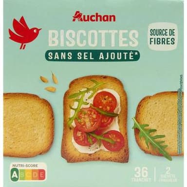 Auchan Biscottes sans sel ajoutés, 300g