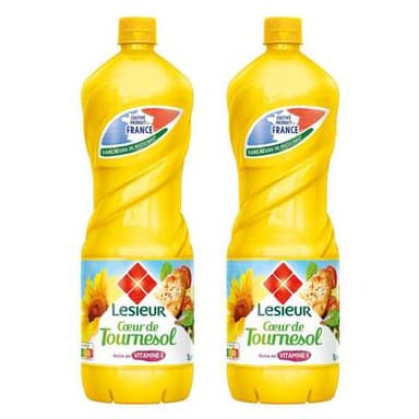 Lesieur Huile de Tournesol Coeur de Tournesol, Lot de 2x1L