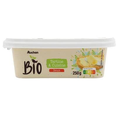 Auchan BIO Margarine doux Bio  pour tartine et cuisson, 250g