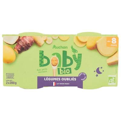 Auchan Baby Bio Légumes oubliés Bio Bol bébé dès 8 mois, 2x200g