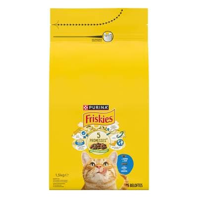 Purina - Friskies Croquettes Saumon Légumes pour Chat Adulte, 1,5kg