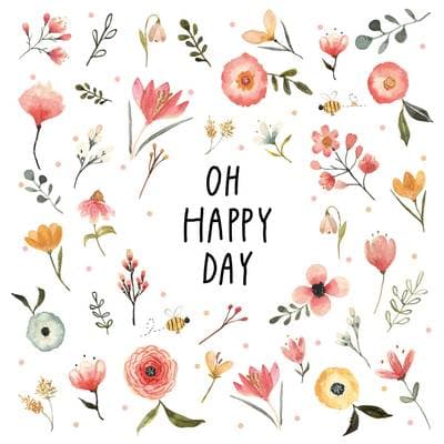 Paperproducts Design Serviettes en papiers Oh Happy Day, 20 serviettes