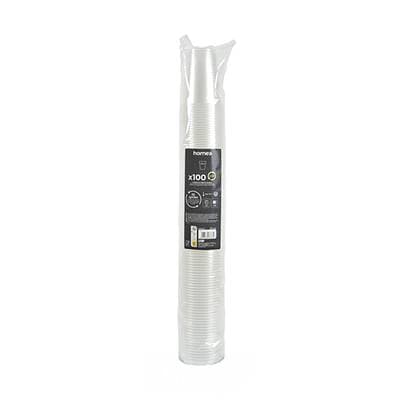 Homea Gobelets a eau en PP reutilisable 20cl Transparent, 100 pièces