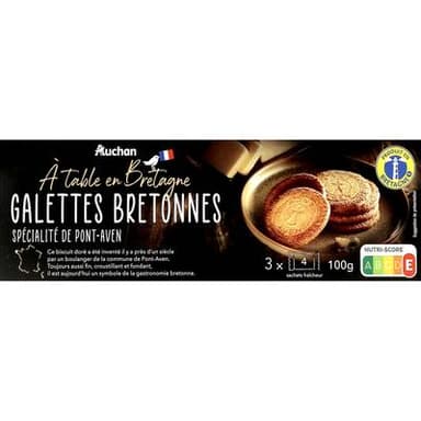 Auchan Terroir Galettes bretonnes recette de Pont-Aven, sachets fraîcheur, 100g