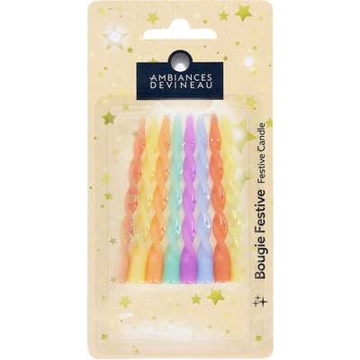 Ambiances Devineau Bougies twistées pastelles, 8 bougies