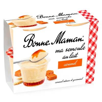 Bonne Maman Semoule au lait sur lit de caramel, 4x100g