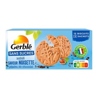 Gerblé Sans Sucres 12 Sablés Noisettes et Pepites de Chocolat, 132g