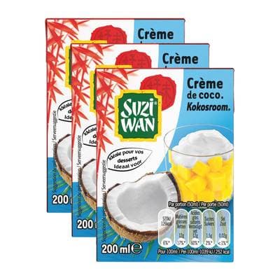 Suzi Wan Crème de coco, Lot de 3x20cl