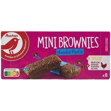 Auchan Mini brownies aux pépites de chocolat sachets individuels x8, 240g