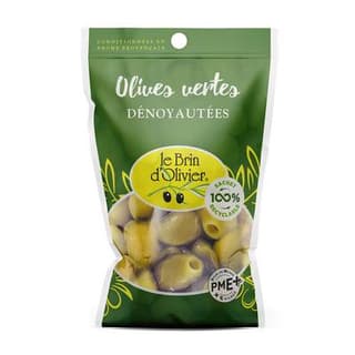 Le Brin d'Olivier Olives Vertes Dénoyautées, 100g
