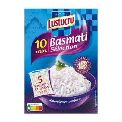 Lustucru Riz Basmati 10 min Naturellement Parfumé Sachet Cuisson, 5x180g