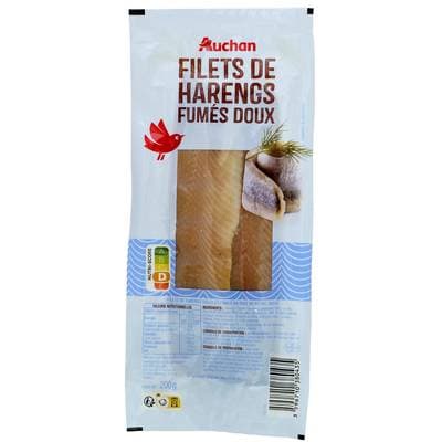 Auchan Filets de Harengs Doux Fumés, 200g