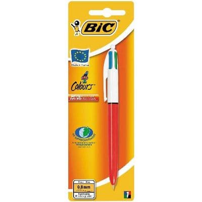 Bic Stylo bille 4 couleurs rétractable pointe fine, 1  stylo
