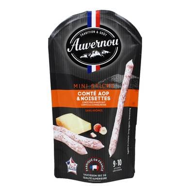 Auvernou Mini Bâtonnets de Saucisson Compté & Noisettes, 100g