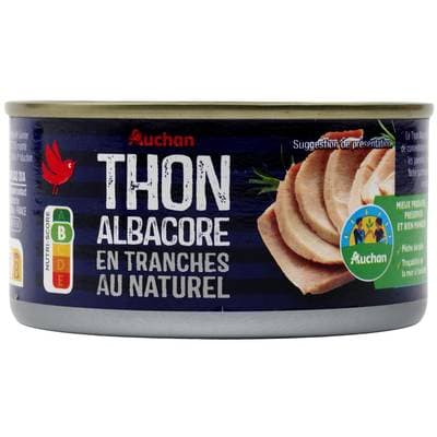 Auchan Thon albacore en tranches au naturel, 140g