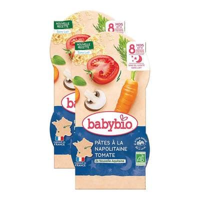 Babybio Pâtes à la Napolitaine Tomates Bio Bol Bébé Dès 8 mois, Lot de 2 - 2x200g