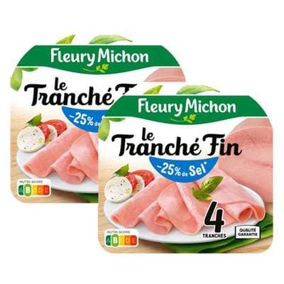 Fleury Michon Jambon le Tranché Fin Taux de Sel Réduit, Lot de 2x120g
