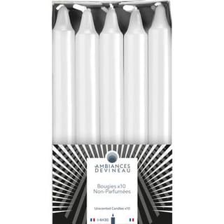 Ambiances Devineau Bougies de table blanches, 10 bougies