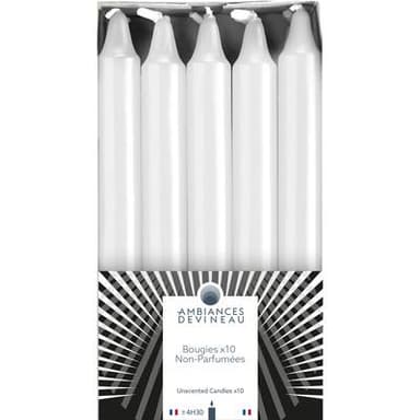 Ambiances Devineau Bougies de table blanches, 10 bougies