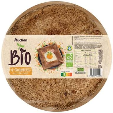 Auchan BIO Galettes au Blé Noir Bio, 4 galettes - 200g