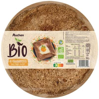 Auchan BIO Galettes au Blé Noir Bio, 4 galettes - 200g
