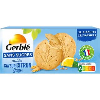 Gerblé Sans Sucres 12 Sablés Saveur Citron Yuzu Sans Sucres, 132g