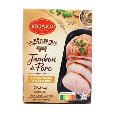 Bigard Jambon de porc moelleux et sa sauce aux 2 moutardes, 400g