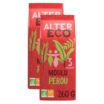 Alter Eco - Commerce Equitable Café moulu Arabica Bio du Pérou, Lot de 2x260g