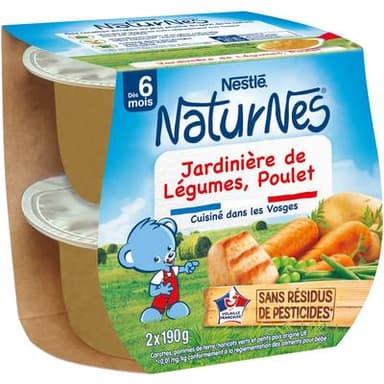 Nestlé - Naturnes Jardinière dé Légumes, Poulet Bol Bébé Dès 6 mois, 2x190g