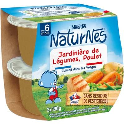 Nestlé - Naturnes Jardinière dé Légumes, Poulet Bol Bébé Dès 6 mois, 2x190g