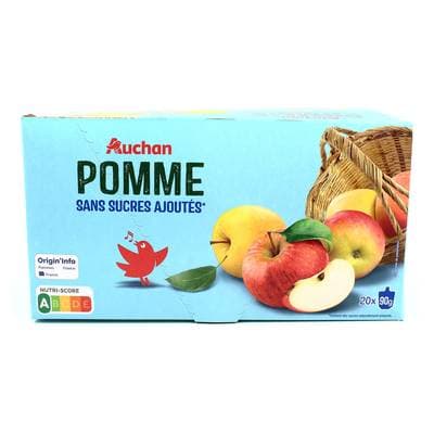 Auchan Compte Gourdes Pomme Sans Sucres ajoutées, 20x90g