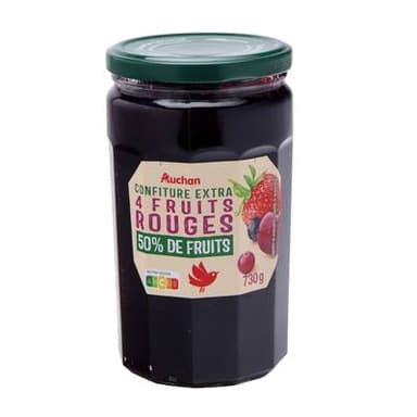 Auchan Confiture extra 4 fruits rouges, 730g