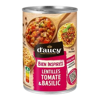 D'aucy Lentilles Tomate et Basilic, 400g