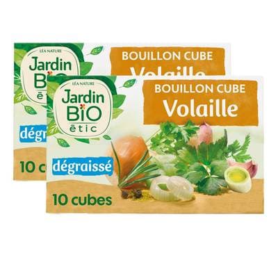 Jardin Bio Etic Bouillon cube volaille dégraissé Bio, Lot de 2 -10x10g