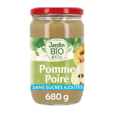 Jardin Bio Etic Purée de pommes et poire Wiliams Bio Sans Sucres Ajoutés, 680g