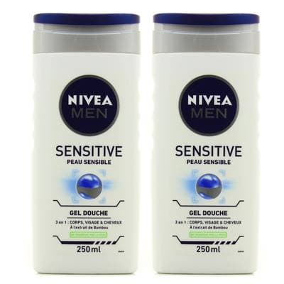 Nivea Men Gel douche 3en1 Sensitive, Lot de 2x250ml