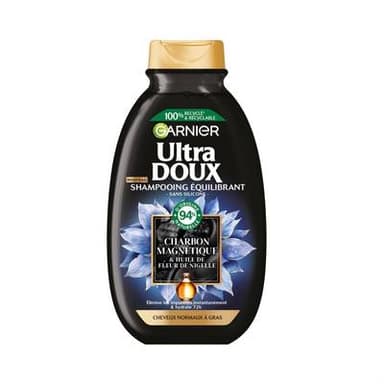 Garnier - Ultra Doux Shampooing Équilibrant Charbon Magnétique & Huile De Fleur De Nigelle, 250ml
