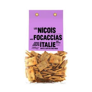 Les niçois Mini Focaccias aux Olives, 200g